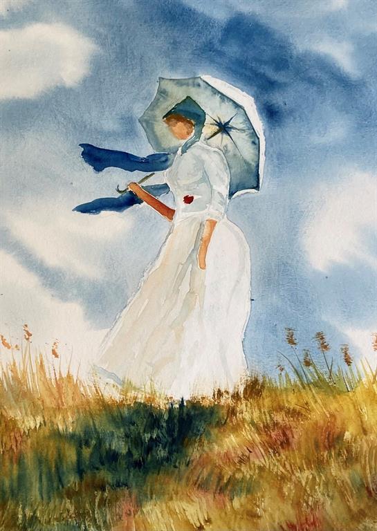 "Frau mit Sonnenschirm" von Claude Monet